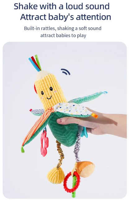 Manufacturer Custom Stuffed Baby Corn Toys Plush Soft Crinkle Sensory Hanging Toys for Baby Walker Stroller
