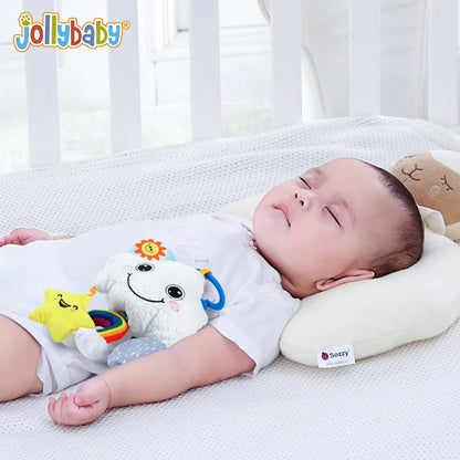 Jollybaby 2025 Unisex White 17*27cm Soft Plush Cloud Moon Hanging Rattle Baby Pull String Musical Stuffed Animal Toy PP Cotton
