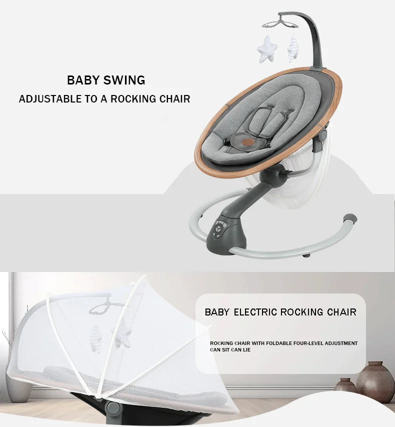 Kidilo Electric Automatic Rocking Chair Baby Bouncer Cradle Horse Design Newborn Rocking Swing Bed Made Durable Plastic SG402