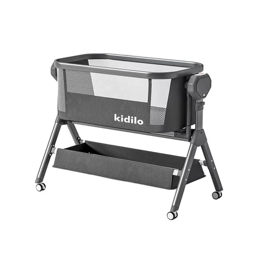 Newborn Foldable Portable Kidilo Luxury Baby Crib, Convertible 3 in 1 Bedside Crib with Mosquito Net for Nursery Home BJJ-708
