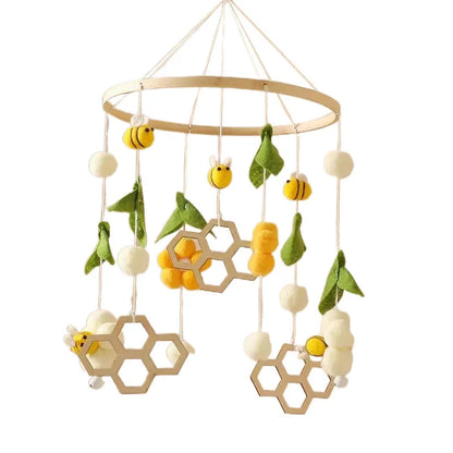 Customization Bee Animal Wooden Handcraft Wind Chime Hanging Toy Baby Musical Crib Mobile Toys for Bed Crib