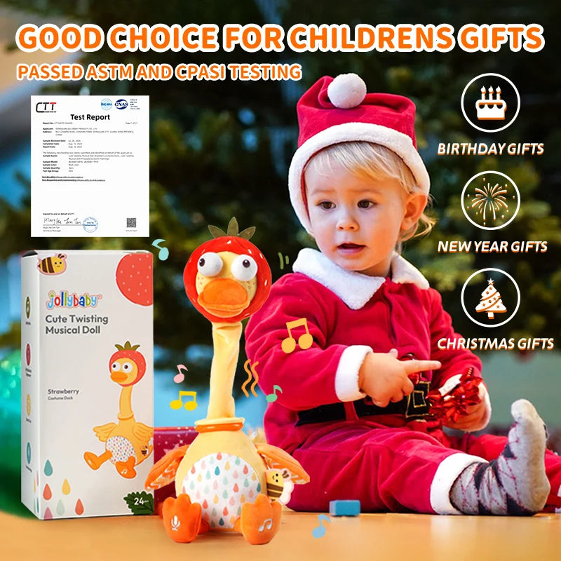 Jollybaby Kids Toddler Toys Talking Duck Repeats What You Say Interactive Plush Repeating Toy for Boy Girl Birthday Gift