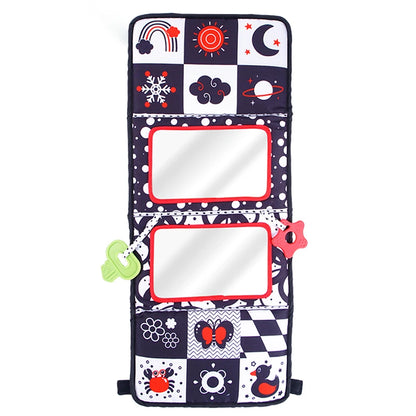 Fox Animal Black and White High Contrast Baby Toy with Teethers Tummy Time Floor Mirror for Infant Toddler