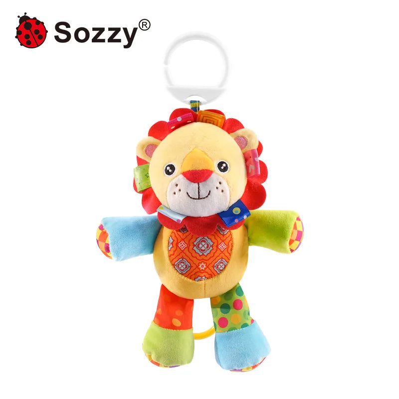 Custom Animal Soft Plush Stuffed Doll Hanging Musical Rattle Toys Baby Pulling Plushies Musical Toy for Newborn