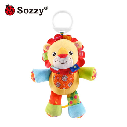 Custom Animal Soft Plush Stuffed Doll Hanging Musical Rattle Toys Baby Pulling Plushies Musical Toy for Newborn
