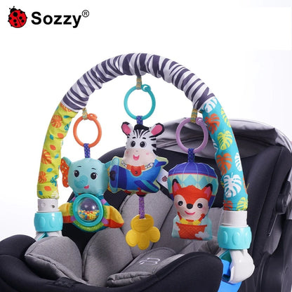 Sozzy Adjustable Animal zebra Baby Musical Baby Activity Pram Arch Crib Toys Activity Arch for Stroller