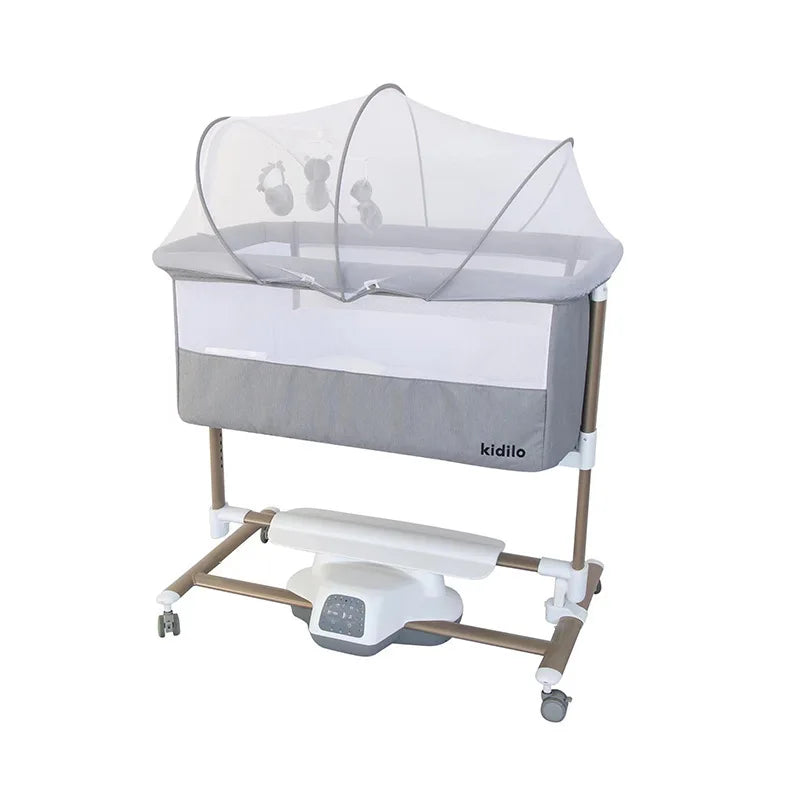 Kidilo Luxury 3-in-1 Convertible Bedside Crib Bed Foldable Modern Newborn Travel Portable Bed Mosquito Net Bedroom TY181