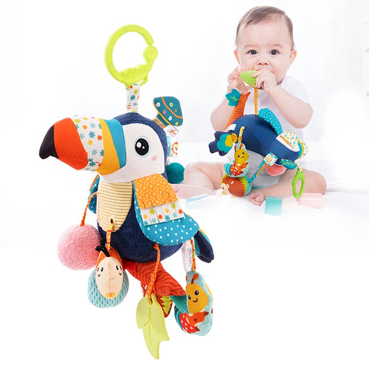 Custom Plush Animal Rattle Montessori Pull String Toy Car Seat Stroller Hanging Toy Vibrator Exercise Touch Toy