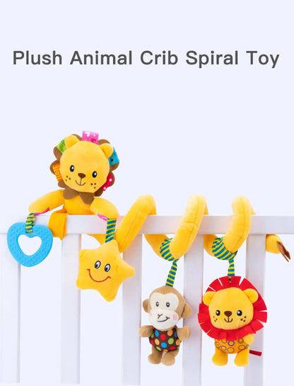 Soft Plush Seat Baby Educational Rattle Toys Baby Animal lion Musical Spiral for Bed Stroller