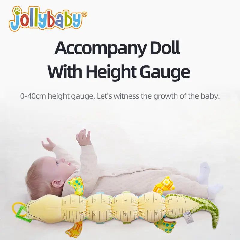 Jollybaby Animal crocodile Height Measurement Plush Toy Ruler Stuffed Multi-Textures Tummy Time Musical Toy with Rattles