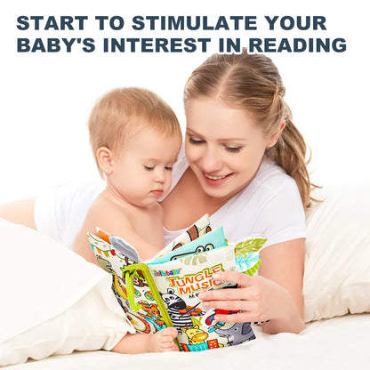 Jollybaby Early Development Interactive Soft Stroller Toys Musical Infant Baby Books with Touch & Feel Crinkle Cloth for Infants