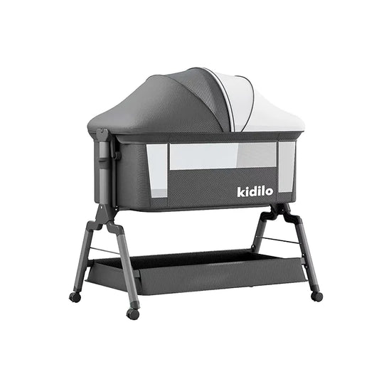 Newborn Foldable Portable Modern Kidilo Luxury Baby Crib, Convertible 3 in 1 Bedside Crib with Mosquito Net for Nursery BJJ-658P