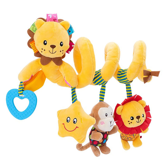 Soft Plush Seat Baby Educational Rattle Toys Baby Animal lion Musical Spiral for Bed Stroller