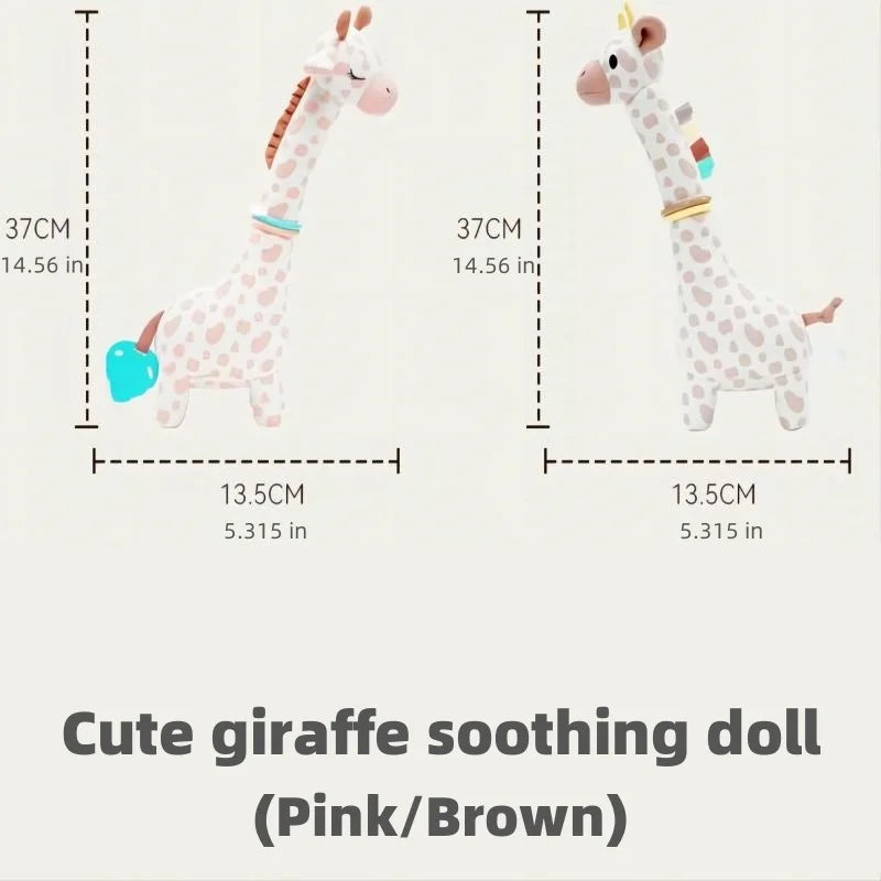 Jollybaby 2025 Soft Plush Animal Giraffe Toy Sensory Crinkle Hanging Soothing Car Seat Stroller Toy with Musical Feature