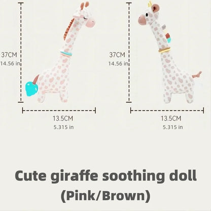 Jollybaby 2025 Soft Plush Animal Giraffe Toy Sensory Crinkle Hanging Soothing Car Seat Stroller Toy with Musical Feature