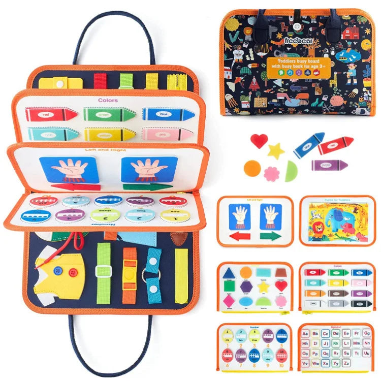 Customization OEM/ODM Toddler Montessori Fine Motor Skill Basic Skill Training Learning Felt Busy Board for Kids  1-6 Years
