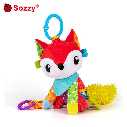 SOZZY Soft Plush Monkey Donkey Animal Baby Crib Mobile Soothing Hanging Rattle Toys with Musical Feature for Car Seat & Stroller