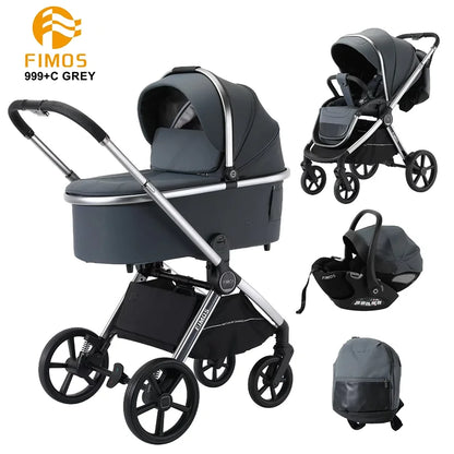 0-3 Years 3 in 1 Kidilo Baby Stroller with Car Seat, Non-Toxic Durable Foldable Travel Stroller for Toddlers Family Trips 999+C