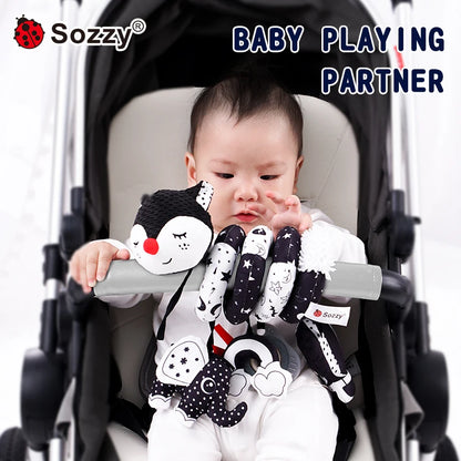 Sozzy Car Seat Manufacturer Soft Animal Fox Soft Animal Plush  Baby High Contrast Activity Stroller Spiral Toys for Bed Crib