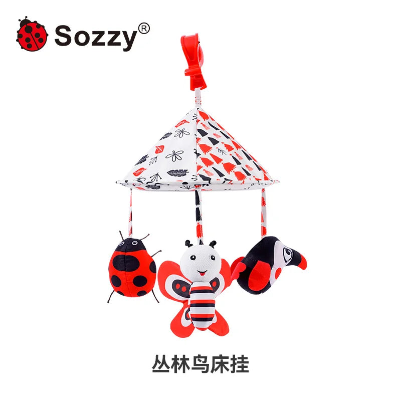 JOLLYBABY Soft Fancy Activity Cube 6-Month Baby Toy with Hanging Bell Early Education Mobiles Gift