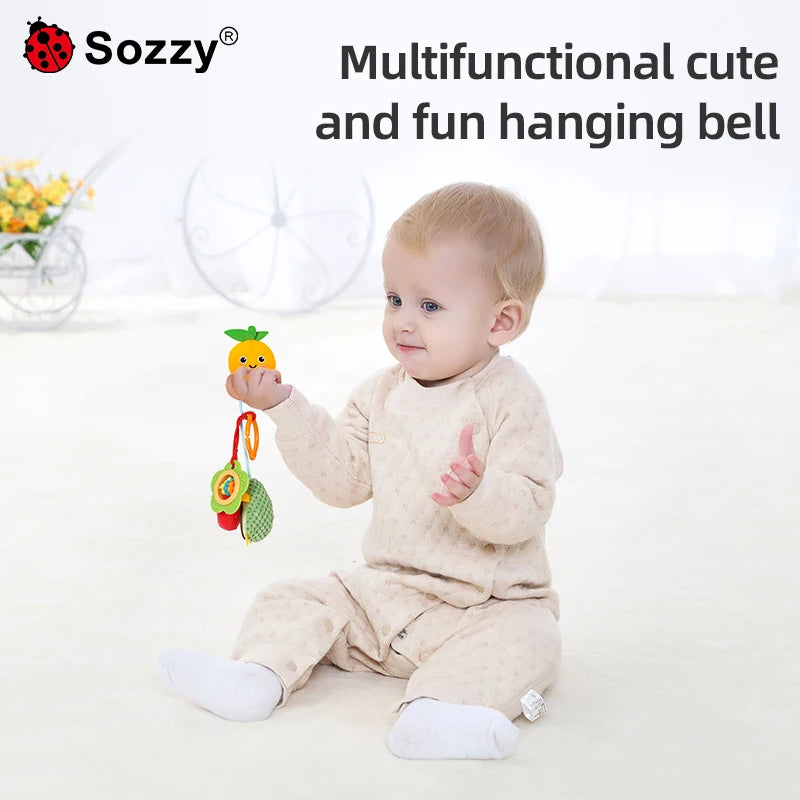 Jollybaby Customised Multifunction Ocean Fruit Shaking Ring Rattle Doll Soft Toy Hanging Bell for Babies