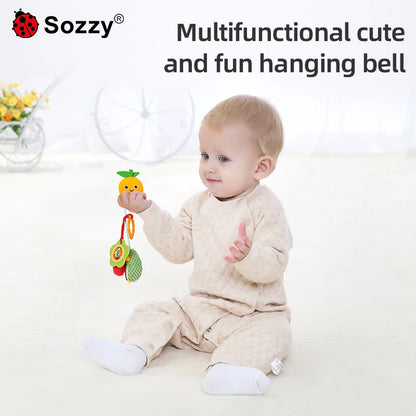 Jollybaby Customised Multifunction Ocean Fruit Shaking Ring Rattle Doll Soft Toy Hanging Bell for Babies