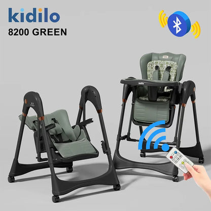 Kidilo 3 in 1 Foldable Baby High Chair 6 Months-2Years Non-Toxic Feeding Chair for Home & Travel Toddler Dining 8200