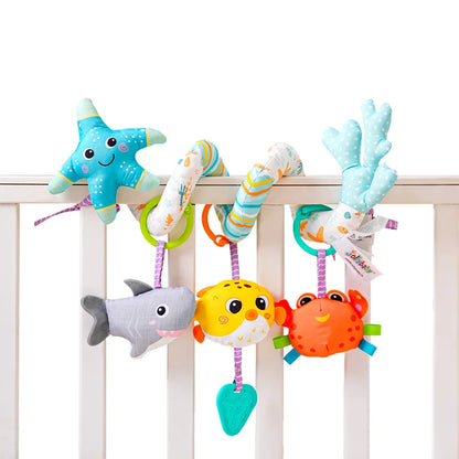 Jollybaby New Kid Plush Bed Rattle Musical Animal Spiral Toy for Baby Stroller Crib Cradle Car Seat-Activity Toy