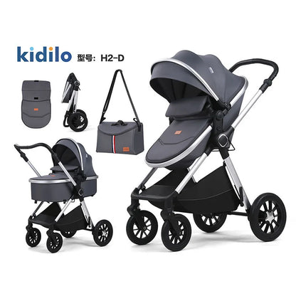 Kidilo 2 in 1 Luxury Folding Travel Wagon Multiple Prams Baby Stroller with Car Seat Set Wholesale From China H2D