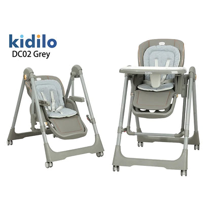 Kidilo 6-36 Months 3 in 1 Foldable Baby High Chair, Non-Toxic Feeding Chair for Home & Small-Space Toddler & Baby Dining DC02