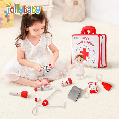 Jollybaby Wholesale Montessori Baby Pretend Play Toy Soft Doctor Toy Play Set Medical for Children Kids