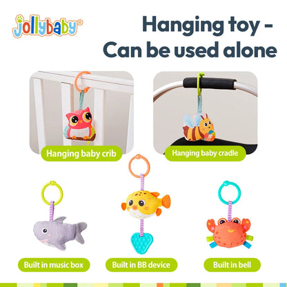 Jollybaby New Kid Plush Bed Rattle Musical Animal Spiral Toy for Baby Stroller Crib Cradle Car Seat-Activity Toy