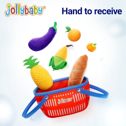 Custom Soft Plant Plush Cloth Kitchen Food Toy Fruit Vegetables Basket Pretend Play Toy Set Baby Plush Toys for Hamper