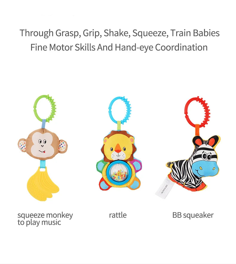 Jollybaby Custom Soft Plush Animals Musical Decorative Baby Rattle Stroller Bed Crib Arch Toys for 0-6 Months Babies Kids