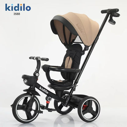 Kidilo Wholesale Baby Strollers 6 Months-3 Years 3-in-1 Ride-On Push Tricycle Stroller with Push Handle for Toddler Outdoor 3588