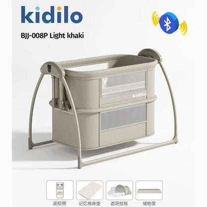 Newborn Foldable Portable Modern Kidilo Luxury Baby Crib, Convertible 3 in 1 Bedside Crib with Mosquito Net for Nursery BJJ-008P