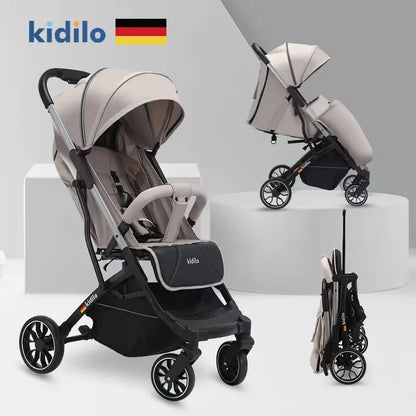 0-3 Years Foldable Kidilo Baby Stroller Lightweight Non-Toxic Travel Stroller with Adjustable Handle for Toddlers Daily Walk K20