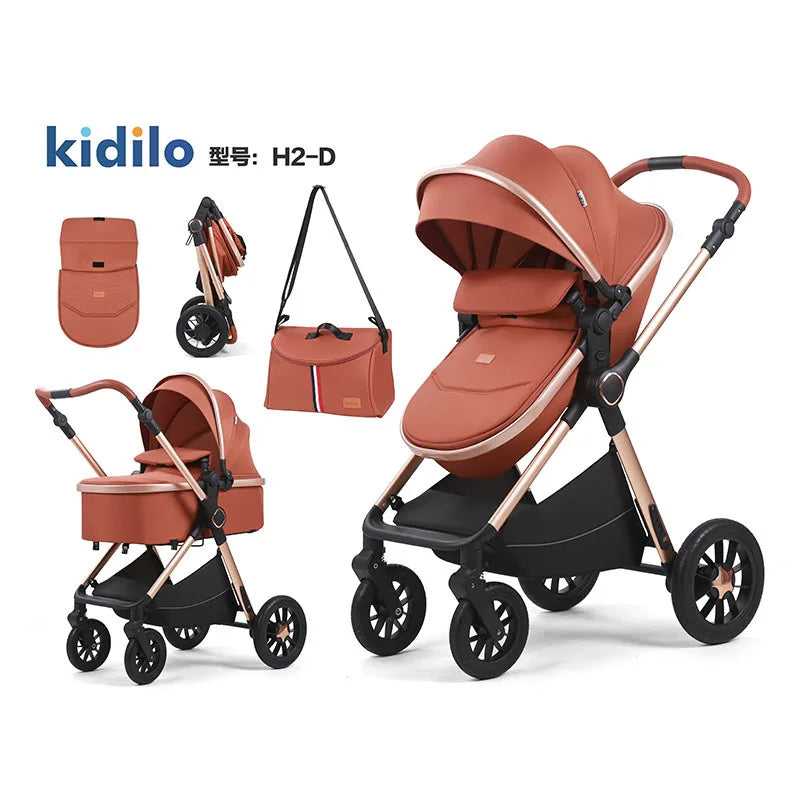 Kidilo 2 in 1 Luxury Folding Travel Wagon Multiple Prams Baby Stroller with Car Seat Set Wholesale From China H2D