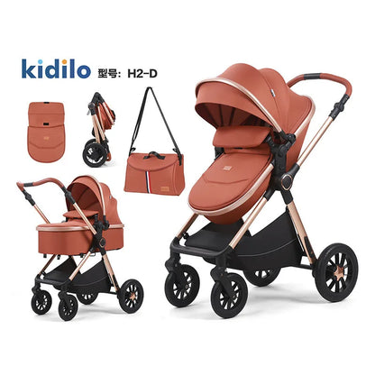 Kidilo 2 in 1 Luxury Folding Travel Wagon Multiple Prams Baby Stroller with Car Seat Set Wholesale From China H2D