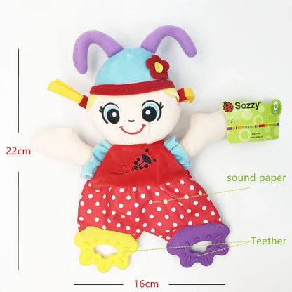 Jollybaby High Quality Dog Monkey lion Elephant Animal Soothing Baby Blanket Plush Security Baby Blanket with Teehter