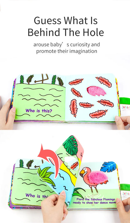 Jollybaby Montessori Libro De Tela Funny Infant Early Education Sensory Cloth Book Fabric Book Toy for Baby Unisex Food Grade