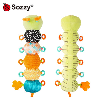 Custom Sensory Animal Soothing Soft Plush Rattles Crinkle Tummy Time Toys Caterpillar Musical Stuffed Toy Baby Sleeping Toy