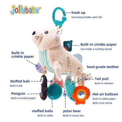 Wholesale Plush Animal Rattle Training Fine Motor Skill Montessori Pull String Toy Car Seat Stroller Hanging Toy