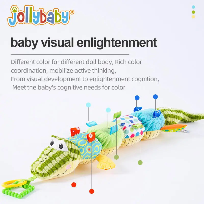 Jollybaby Animal crocodile Height Measurement Plush Toy Ruler Stuffed Multi-Textures Tummy Time Musical Toy with Rattles