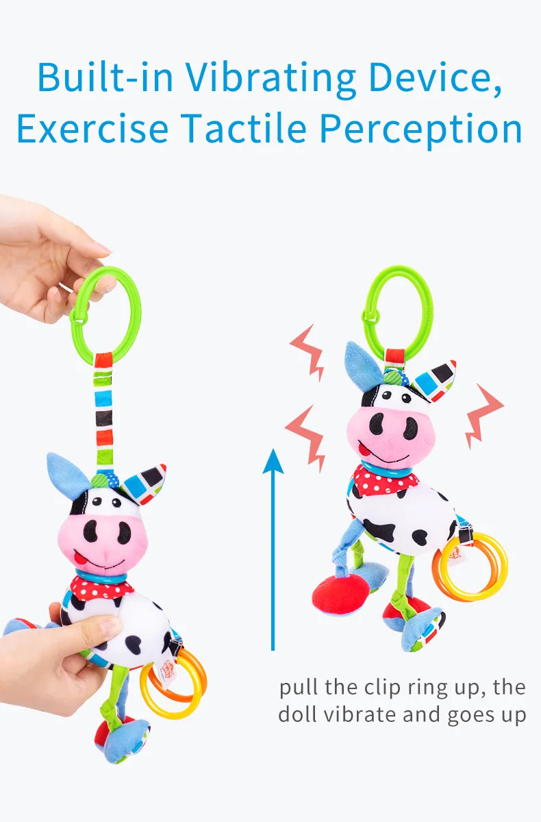 Jollybaby Custom Eco-friendly Soft Rattling Roller Montessori Handbells Rattles Toy Baby Plush Hand Rattles