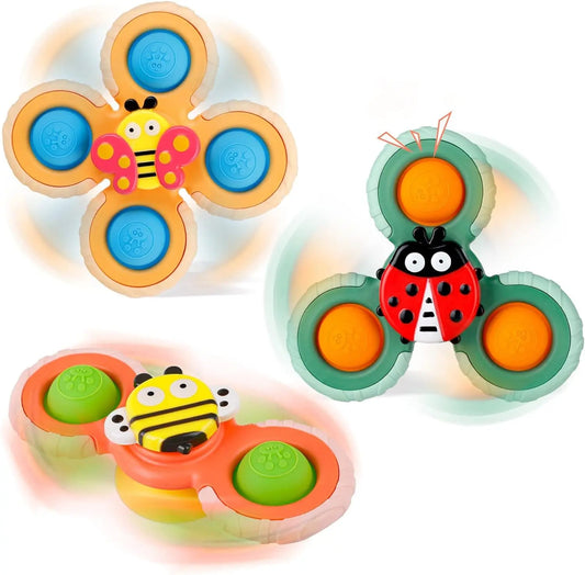 Rotating Baby Fidget Silicone Baby Toy Bath Time Kids Play Hand Suction Cup Spinner Toys Unisex Plastic Cups Insect Oem LOGO