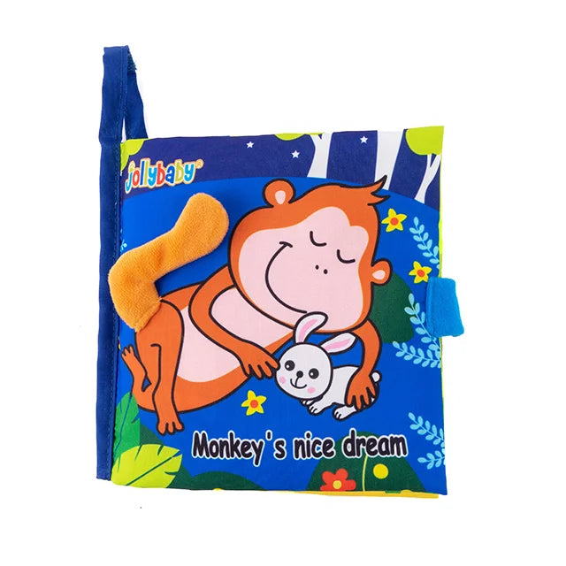 Jollybaby Preschool Toys Soft Washable Fabric Babi Crinkled Book Hide and Seek Peekaboo Cloth Book for 6-12months