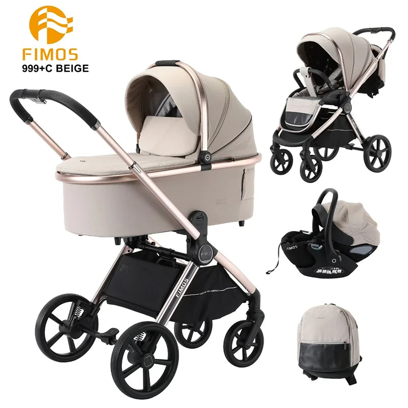 0-3 Years 3 in 1 Kidilo Baby Stroller with Car Seat, Non-Toxic Durable Foldable Travel Stroller for Toddlers Family Trips 999+C