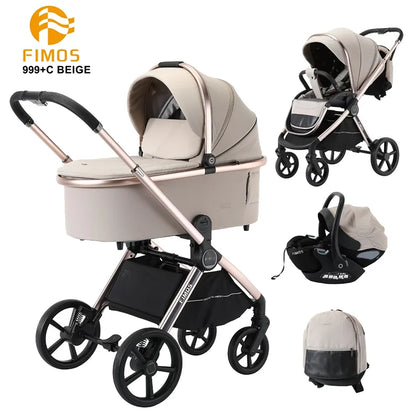 0-3 Years 3 in 1 Kidilo Baby Stroller with Car Seat, Non-Toxic Durable Foldable Travel Stroller for Toddlers Family Trips 999+C