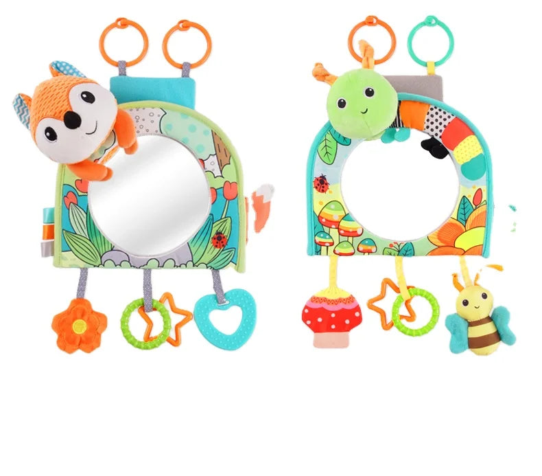 Animal Fox Soft Plush Hanging Rattle Baby Stroller & Car Seat Toy Tummy Time Mirror & Teethers Toy